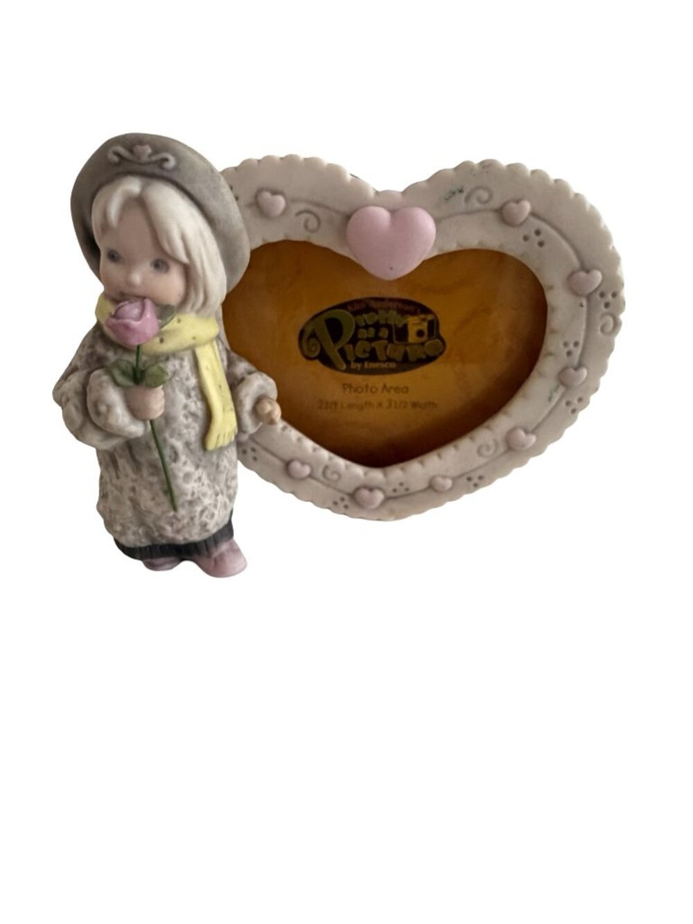Precious as a Picture by Enesco Heart Photo Frame with Girl Figurine 1996